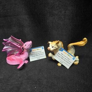 Safari Ltd. Pink Baby Love Dragon & Golden Baby Luck Dragon Mini Figures Collect